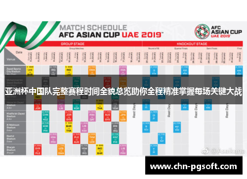 亚洲杯中国队完整赛程时间全貌总览助你全程精准掌握每场关键大战 亚洲杯中国队完整赛程时间全貌总览助你全程精准掌握每场关键大战